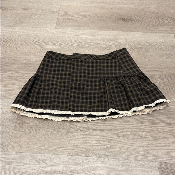 NWT Zara Plaid Lace Mini Skirt - Picture 2 of 4